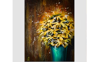 Paint Nite: Green Vase and Daissies